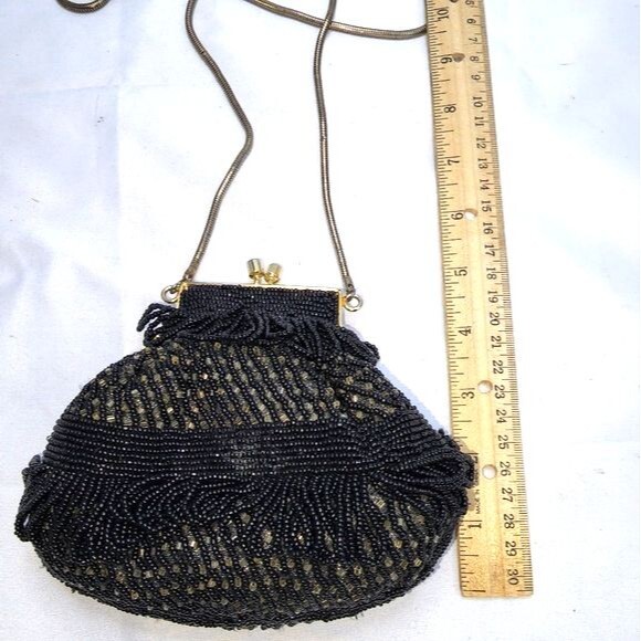 Vintage Carolyne Barton Night Black Beaded Small Evening Bag, 6"X5"X2" - Picture 8 of 9